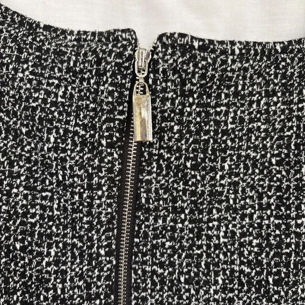 Alyx Twill Shift Dress Womens 14 Black White Plaid 3/4 Sleeve Knee Length